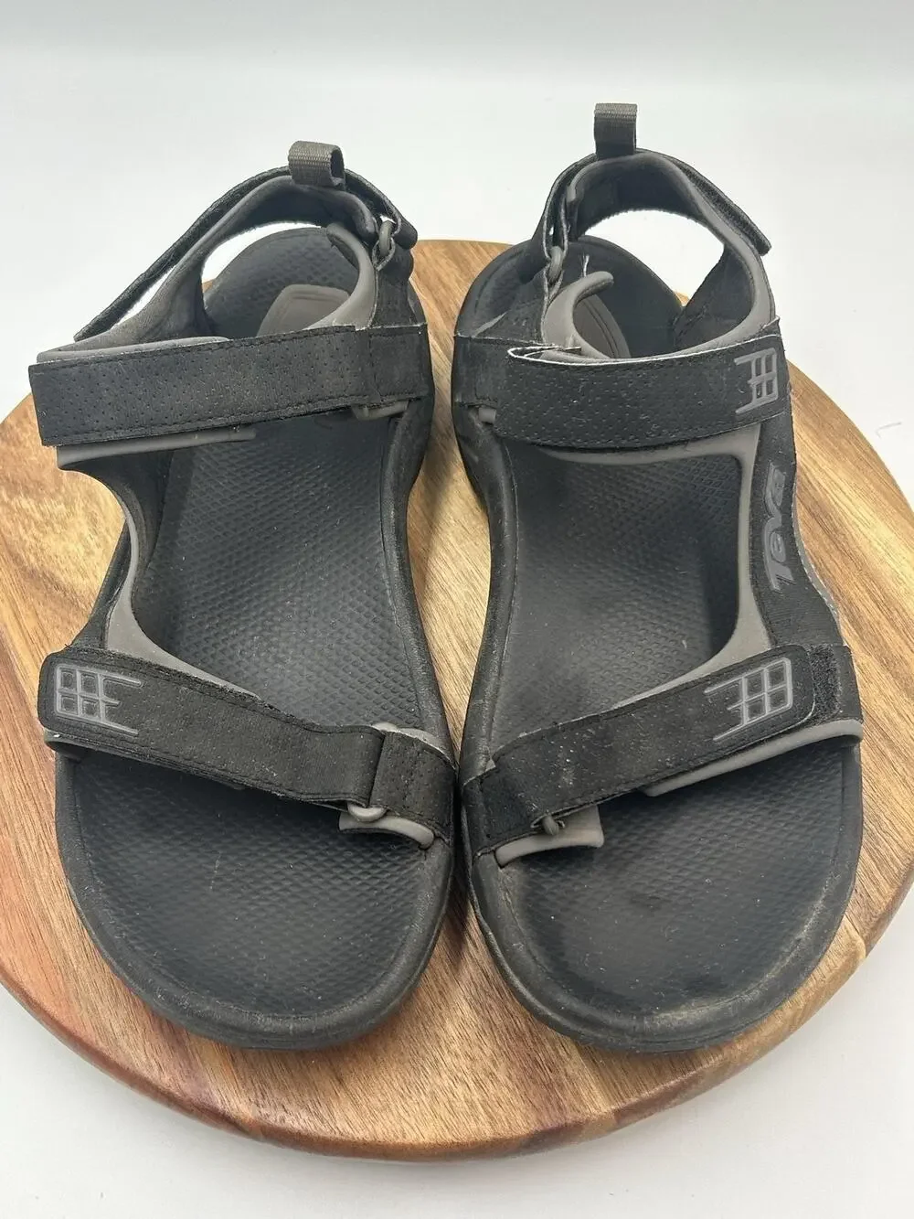 Teva Sandals Mens Sz 9 Black Hook & Loop Strap Sport Hiking Water Minimal Summer